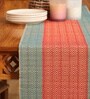 Natural Grass Handmade Heat Resistant Crystal Teal & Red 6 Seater (12x72inches) Table Runner