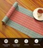 Natural Grass Handmade Heat Resistant Crystal Teal & Red 6 Seater (12x72inches) Table Runner