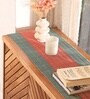 Natural Grass Handmade Heat Resistant Crystal Teal & Red 6 Seater (12x72inches) Table Runner