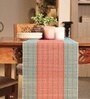 Natural Grass Handmade Heat Resistant Crystal Teal & Red 6 Seater (12x72inches) Table Runner