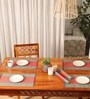 Natural Grass Handmade Heat Resistant Crystal Teal & Red 6 Seater Set of 6 (12x18inches) Table Placemats