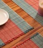 Natural Grass Handmade Heat Resistant Crystal Teal & Red 6 Seater Set of 6 (12x18inches) Table Placemats