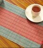Natural Grass Handmade Heat Resistant Crystal Teal & Red 6 Seater Set of 6 (12x18inches) Table Placemats