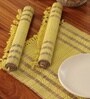 Natural Grass Handmade Heat Resistant Lemon Yellow & Purple 4 Seater Set of 4 (12x18inches) Table Placemats