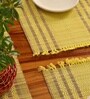 Natural Grass Handmade Heat Resistant Lemon Yeloow & Purple 6 Seater Set of 6 (12x18inches) Table Placemats
