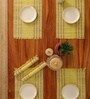Natural Grass Handmade Heat Resistant Lemon Yeloow & Purple 6 Seater Set of 6 (12x18inches) Table Placemats