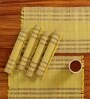 Natural Grass Handmade Heat Resistant Lemon Yeloow & Purple 6 Seater Set of 6 (12x18inches) Table Placemats