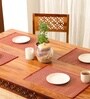 Natural Grass Handmade Heat Resistant Maroon 4 Seater Set of 4 (12x18inches) Table Placemats