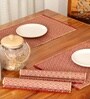 Natural Grass Handmade Heat Resistant Maroon 4 Seater Set of 4 (12x18inches) Table Placemats
