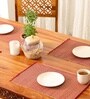 Natural Grass Handmade Heat Resistant Maroon 4 Seater Set of 4 (12x18inches) Table Placemats