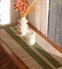 Natural Grass Handmade Heat Resistant Olive Green & Off-white 4 Seater (12x60inches) Table Runner