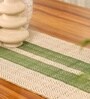 Natural Grass Handmade Heat Resistant Olive Green & Off-white 4 Seater (12x60inches) Table Runner