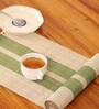 Natural Grass Handmade Heat Resistant Olive Green & Off-white 4 Seater (12x60inches) Table Runner