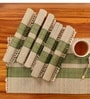Natural Grass Handmade Heat Resistant Olive Green & Off White 6 Seater Set of 6 (12x18inches) Table Placemats
