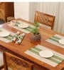 Natural Grass Handmade Heat Resistant Olive Green & Off White 6 Seater Set of 6 (12x18inches) Table Placemats