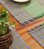 Natural Grass Handmade Heat Resistant Powder Blue & Aqua Green  6 Seater Set of 6 (12x18inches) Table Placemats