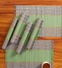 Natural Grass Handmade Heat Resistant Powder Blue & Aqua Green  6 Seater Set of 6 (12x18inches) Table Placemats