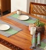 Natural Grass Handmade Heat Resistant Powder Blue & Aqua Green  6 Seater Set of 6 (12x18inches) Table Placemats