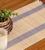 Natural Grass Handmade Heat Resistant Powder Blue & Off-white 4 Seater (12x60inches) Table Runner