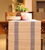 Natural Grass Handmade Heat Resistant Powder Blue & Off-white 4 Seater (12x60inches) Table Runner