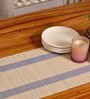 Natural Grass Handmade Heat Resistant Powder Blue & Off-white 4 Seater (12x60inches) Table Runner