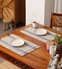 Natural Grass Handmade Heat Resistant Powder Blue & Off White 6 Seater Set of 6 (12x18inches) Table Placemats