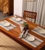 Natural Grass Handmade Heat Resistant Powder Blue & Off White 6 Seater Set of 6 (12x18inches) Table Placemats