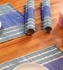 Natural Grass Handmade Heat Resistant Teal & Cobalt Blue  4 Seater Set of 4 (12x18inches) Table Placemats