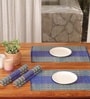 Natural Grass Handmade Heat Resistant Teal & Cobalt Blue  4 Seater Set of 4 (12x18inches) Table Placemats