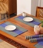 Natural Grass Handmade Heat Resistant Teal & Cobalt Blue  6 Seater Set of 6 (12x18inches) Table Placemats