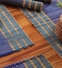 Natural Grass Handmade Heat Resistant Teal & Cobalt Blue  6 Seater Set of 6 (12x18inches) Table Placemats