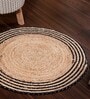 Natural Geometric Jute & Cotton 3 ft x 3 ft Hand Woven Round Carpet