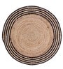 Natural Geometric Jute & Cotton 3 ft x 3 ft Hand Woven Round Carpet