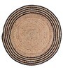 Natural Geometric Jute & Cotton 3 ft x 3 ft Hand Woven Round Carpet