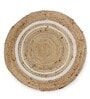 Natural Geometric Jute & Cotton 2.5 ft x 2.5 ft Hand Woven Round Carpet