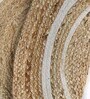 Natural Geometric Jute & Cotton 2.5 ft x 2.5 ft Hand Woven Round Carpet