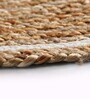 Natural Geometric Jute & Cotton 3 ft x 3 ft Hand Woven Round Carpet