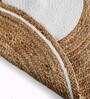 Natural Geometric Jute & Cotton 3 ft x 3 ft Hand Woven Round Carpet