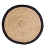 Natural Geometric Jute & Cotton 3 ft x 3 ft Hand Woven Round Carpet