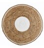 Natural Geometric Jute & Cotton 3 ft x 3 ft Hand Woven Round Carpet