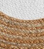 Natural Geometric Jute & Cotton 3 ft x 3 ft Hand Woven Round Carpet