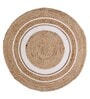 Natural Geometric Jute & Cotton 3 ft x 3 ft Hand Woven Round Carpet