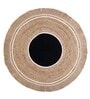 Natural Geometric Jute & Cotton 3 ft x 3 ft Hand Woven Round Carpet