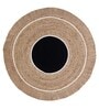 Natural Geometric Jute & Cotton 3 ft x 3 ft Hand Woven Round Carpet