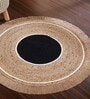 Natural Geometric Jute & Cotton 3 ft x 3 ft Hand Woven Round Carpet
