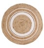 Natural Geometric Jute & Cotton 3 ft x 3 ft Hand Woven Round Carpet