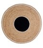 Natural Geometric Jute & Cotton 4 ft x 4 ft Hand Woven Round Carpet