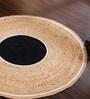 Natural Geometric Jute & Cotton 4 ft x 4 ft Hand Woven Round Carpet
