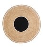 Natural Geometric Jute & Cotton 4 ft x 4 ft Hand Woven Round Carpet