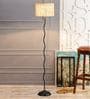 Margie Beige Fabric Shade Club Floor Lamp With Metal Base